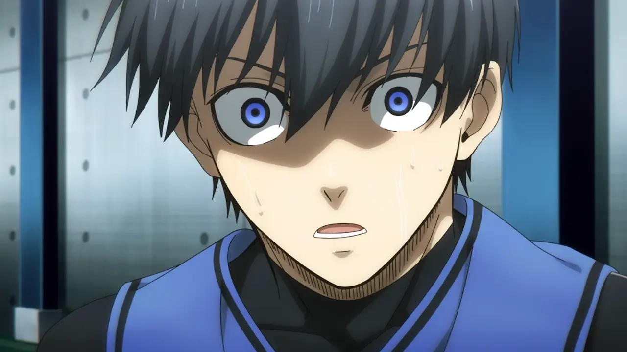 A high-quality screenshot from the Blue Lock anime.